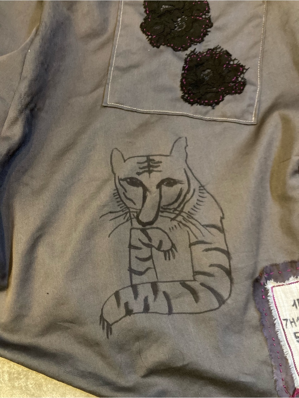 “Clochard de Luxe “ Gray Patchwork Overalls with Black Accents - Picture 11 of 11